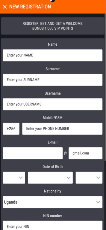 fortebet registration screen
